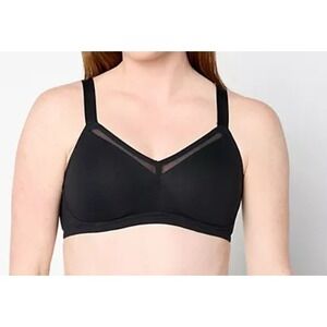 Cuddl Duds Womens Wire-Free Mesh Trim Lounge Bralette Black Size Medium